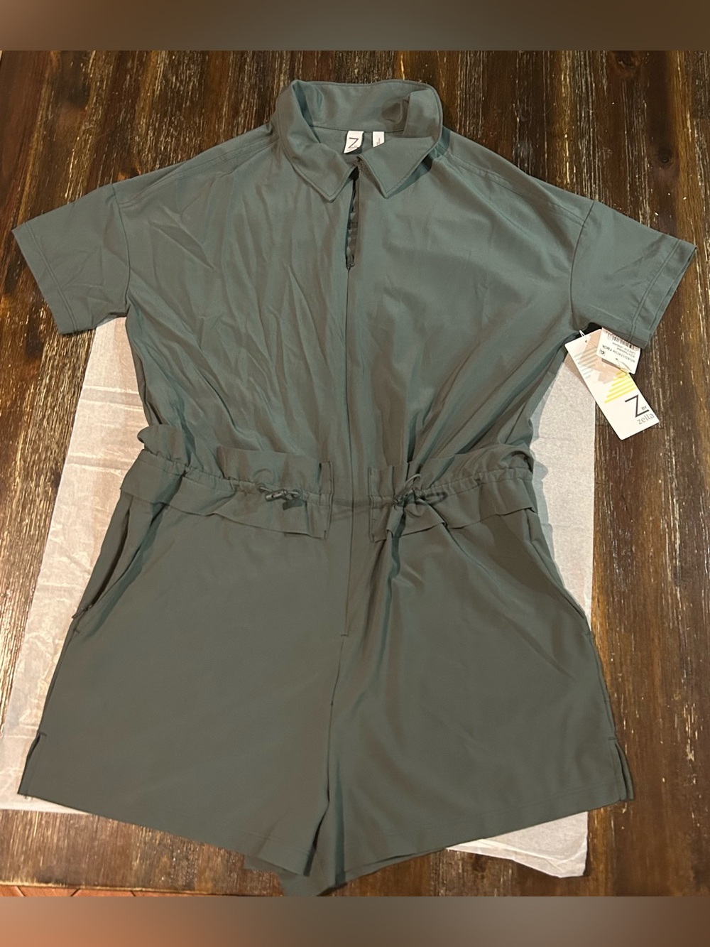 Zella Olive Green Short-Sleeve Romper